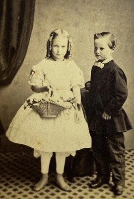 Antique Victorian Cabinet Card Children Portrait Albert Malkin London c1875