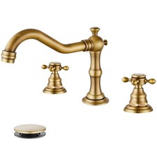 Widespread Bathroom Sink Faucet 3 Hole Double Cross Handle Mixer Tap 66