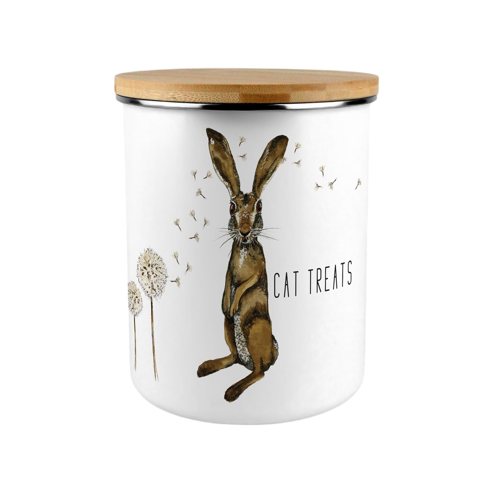 Hare & Dandelions Large Cat Treats Storage Canister - Ideal Gift For Cat Lovers