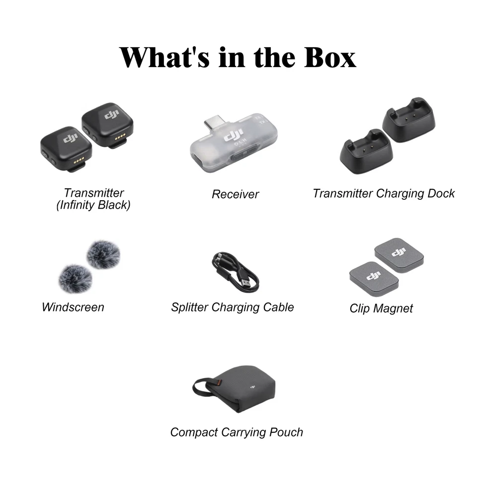 DJI Mic Mini Wireless Mic 2TX+1RX –8H Battery, Omnidirectional, Phone/Action Cam - Image 2 of 4