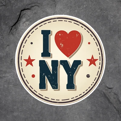 BUMBLEBEE APPAREL I love NY sticker vinyl decal patriotic USA flag New York vintage style