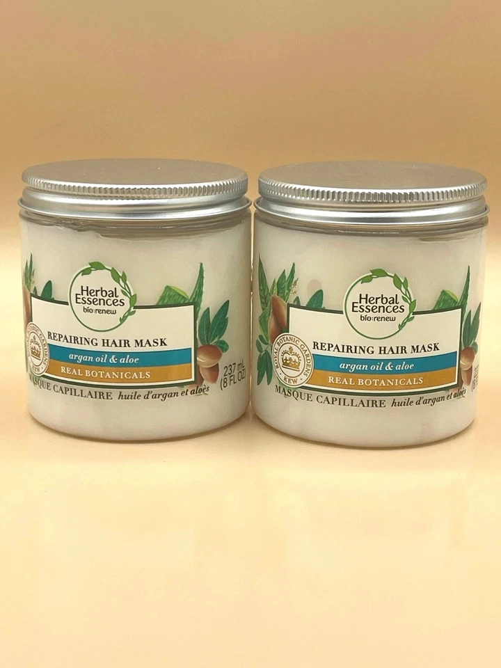 (2) Máscara reparadora de cabelo Herbal Essences óleo de argan e aloe 8 oz cada - Imagem 2 de 4