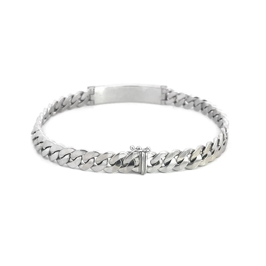 Damiani Diamond Gold Bracelet 18k White Curved Bar Curb Link Chain Band - Image 3 of 4