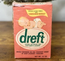 Vintage Dreft Baby Laundry Detergent 3.2oz. Powder Soap Small 60s/70s 95%+ Full