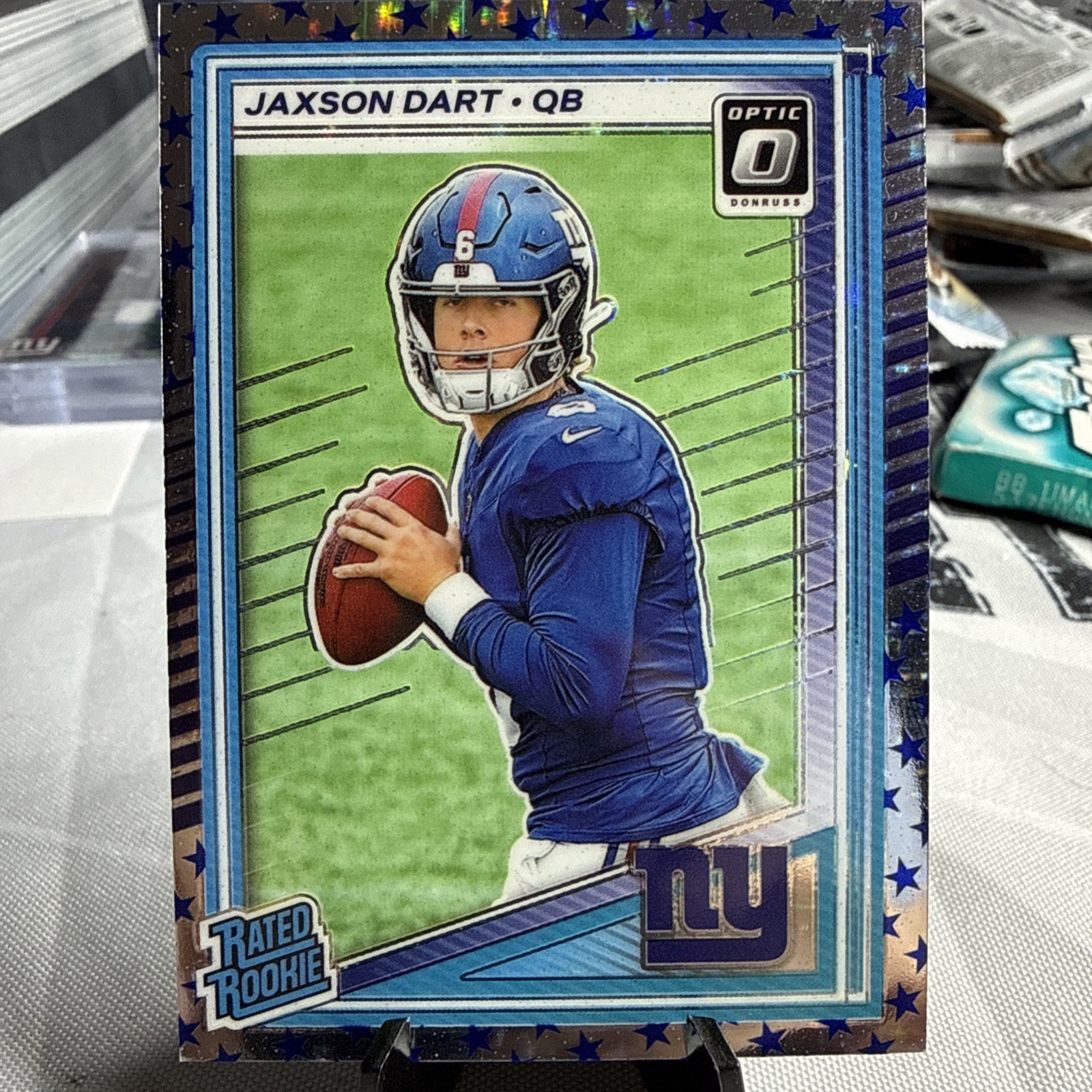 2025 Donruss Optic Rated Rookie Jaxson Dart RC Blue Stars Prizm #273 Giants