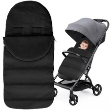 Luxurious Black Footmuff with Velvet Lining for Comfortable Stroller Rides