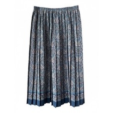 Vintage Leslie Fay Paisley Pleated Midi Skirt Size 12 Cottagecore Academia