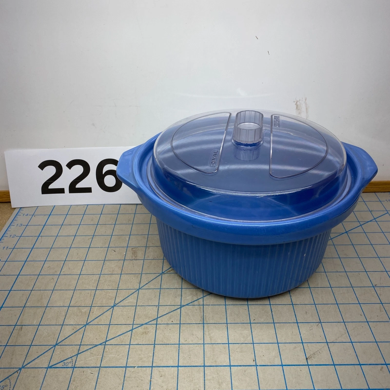 Vintage Rival Crockpot 3350 OEM Ceramic Blue Crock Insert And 10"? PLASTIC LID