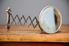 Vintage Antique Accordion Scissor Industrial Mirror Nickel Vanity Shaving Glass