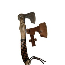 HAND FORGED Carbon Steel Viking VALHALLA Axe Tomahawk Throwing Axe, Sheath