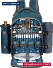 Hap Tim Picnic Basket Backpack for 4 Person with Blanket, Wine Holder, Cooler Co