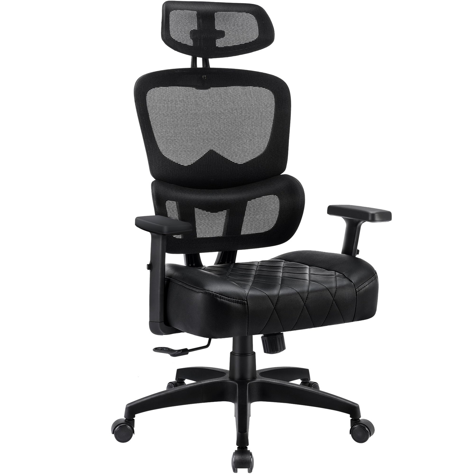 Swivel Ergonomic Mesh Office Chair with Adjustable Headrest and Armrests for Comfortable Support  
