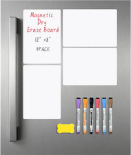 Magnetic Dry Erase Board for Fridge Small White Board 12"X8" 4Pack