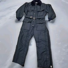   VTG Walls Blizzard Pruf Coveralls Men XL Reg 46-48 Belted Faux Fur Collar STAIN