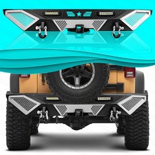 Steel Rear Bumper Wd Rings 2 Receiver For 07-18 Jeep Wrangler Jk Off-road