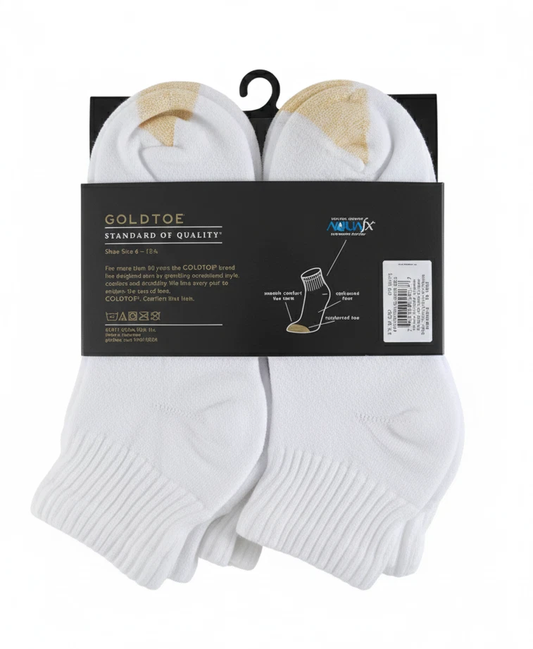 GOLDTOE Sport Algodão- Quarto de Meias no Tornozelo- Branco - 6 Pares Masculinos Tamanho 6-12.5 - Imagem 3 de 4