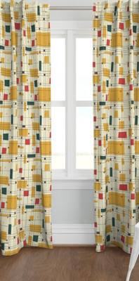 Spoonflower Two Panel Linen/Cotton Geometric Curtains 50'' x 84''