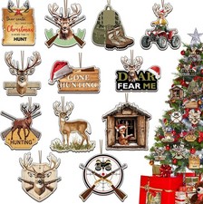 24Pcs Christmas Deer Ornaments Wooden Deer Hunting Xmas Tree Hanging Ornaments B