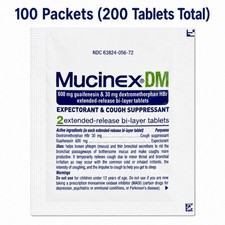 Mucinex DM 600mg/30mg Cough Suppressant/Expectorant 100Pkts/200 Tablets EXP 3/28