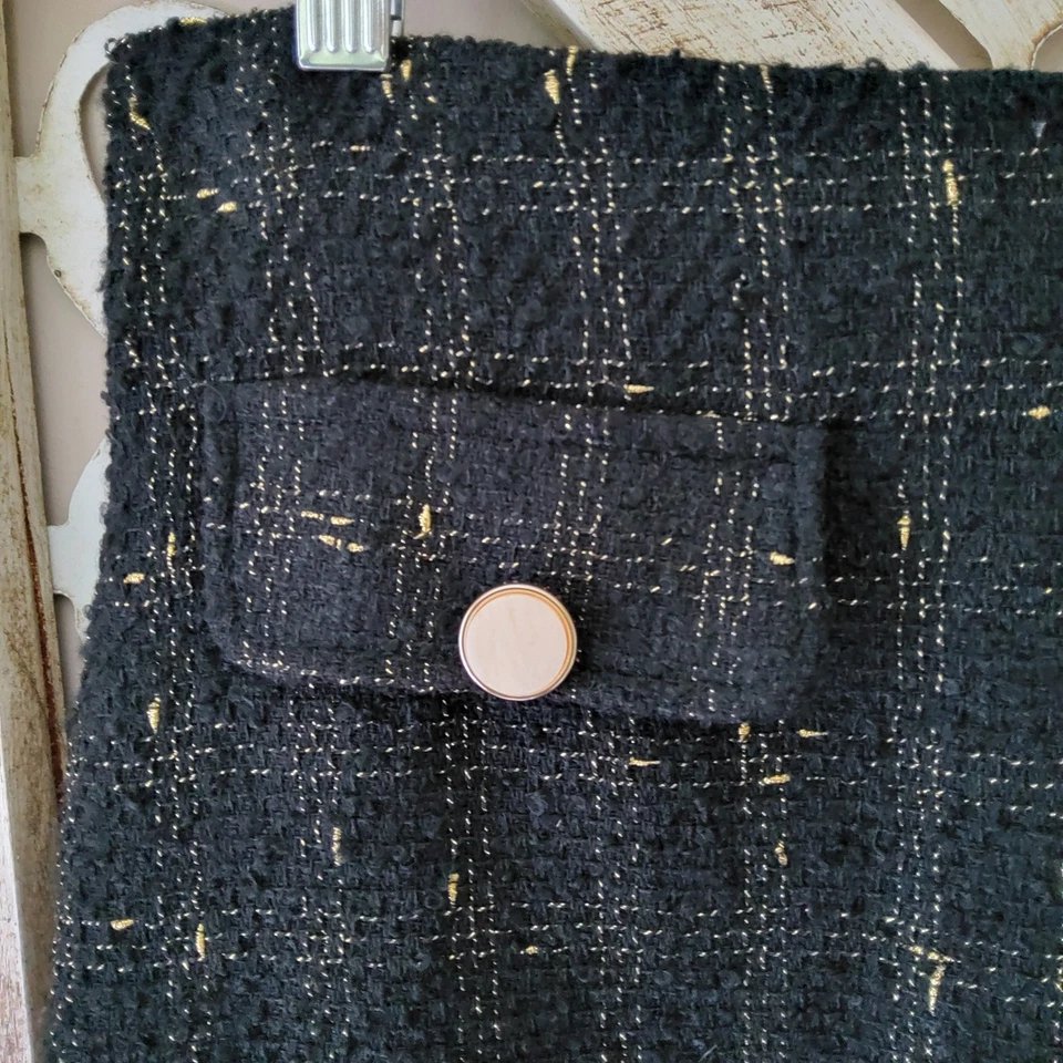 Ny Collection Women's Slim Knit Knee Length Skirt Jacquard Black & Gold Metallic - Image 2 of 4