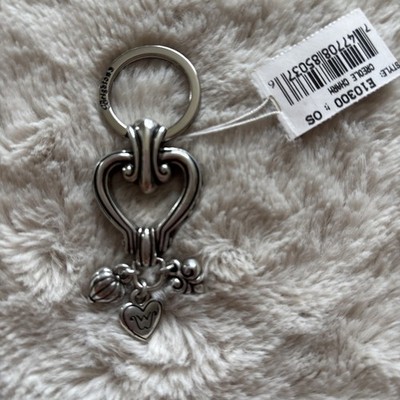 Brighton Heart-Shaped Silver Tone Creole Keychain with Dangle Charms