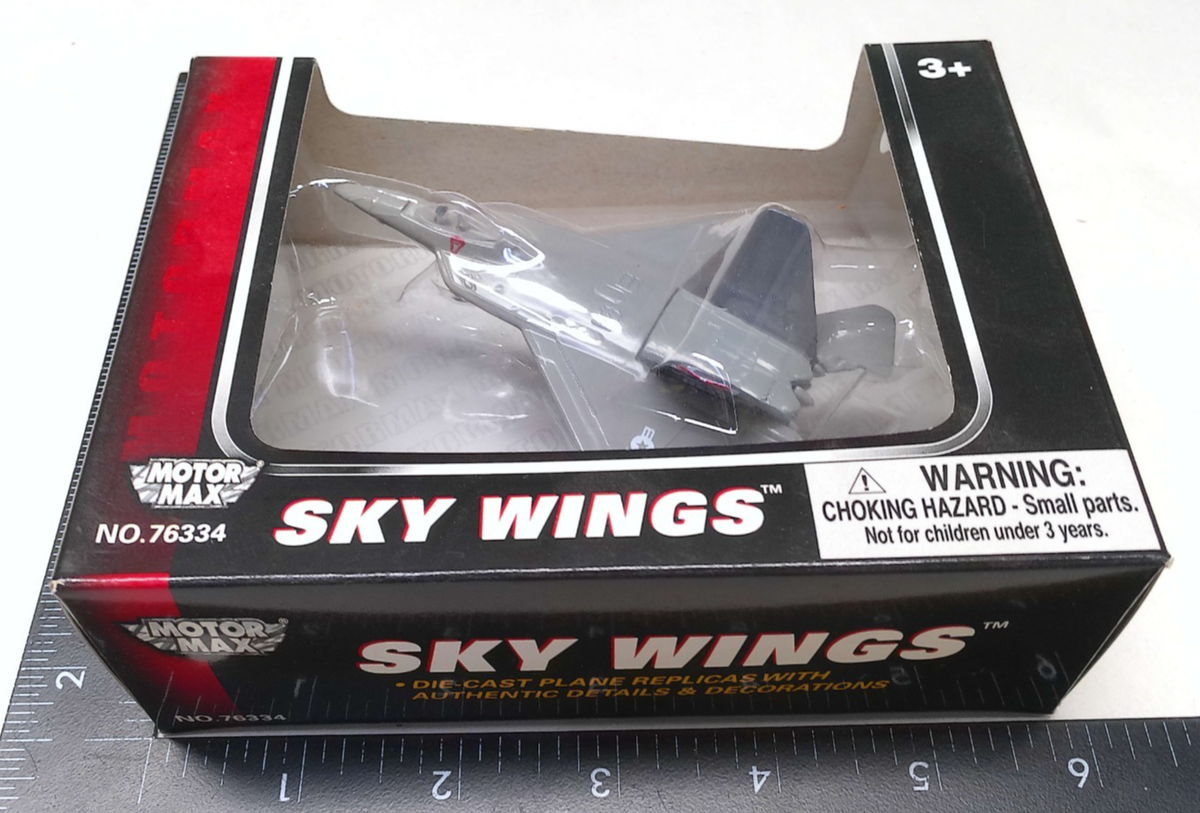 F-22 Raptor Jet Plane Diecast Motor Max Sky Wings Series 76334 NEW