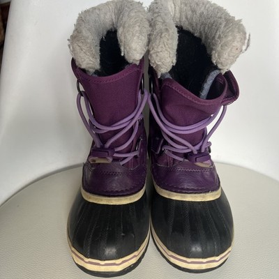 Sorel Yoot Pac Nylon Boots Kids Size 2 IRIS Purple Waterproof Winter Boots