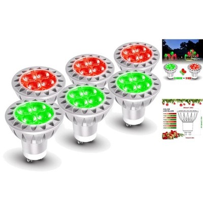 6-Pack Red & Green GU10 LED Bulbs for Vibrant Christmas & Party Decorations
