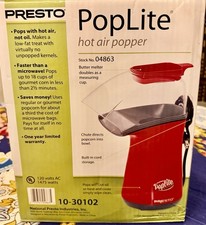 Presto PopLite Hot Air Popcorn Maker in Classic Red makes 18 Cups Healthy Snack
