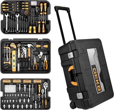 258-Piece Rolling Tool Kit with Socket Wrench & Portable Mechanic Case