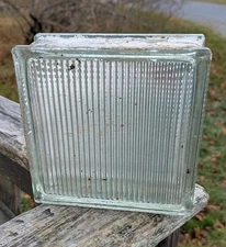 Vintage Reclaimed Glass Blocks 7.5 x 7.5 x 3.125 Salvage Light Brick Lines