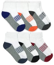 Little Boys Sporty Half Cushion Quarter Socks 6 Pair Pack Multi Small