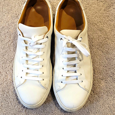 HUGO BOSS Men's Low Top Leather Lace-Up Sneakers White Made in Italy