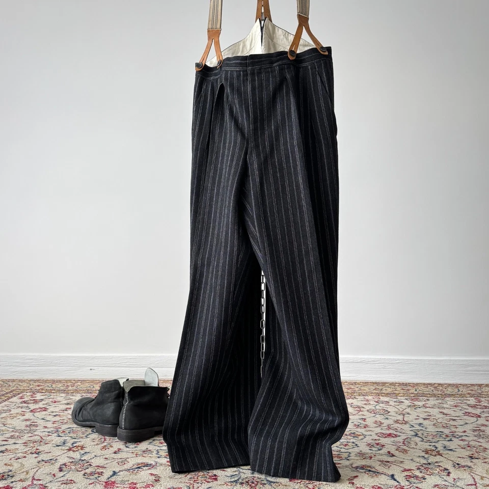 Pantalones suizos a rayas con tirantes cola de pescado a medida vintage de los años 40 de 1946 para hombre Foto 4 de 4