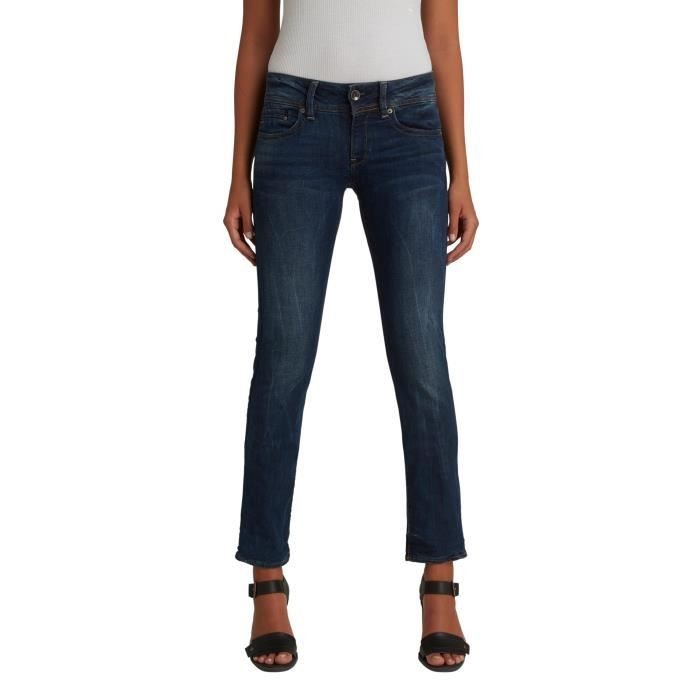 Jeans femme G-Star Midge Straight bleu en denim premium durable