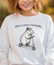 Off To Cause A Kerfuffle Sweatshirt, Funny Groundhog Scooter Shirt, Silly Animal