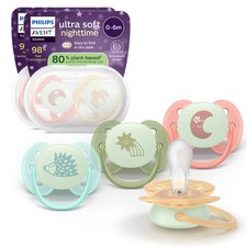 Philips Avent Ultra Soft Nighttime Pacifier, 0-6 Months, BPA-Free, 4-Pack 0-6m