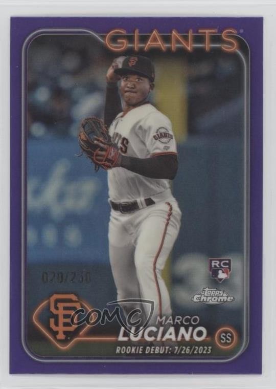 2024 Topps Chrome Update Rookie Debut Purple Refractor 20/250 Marco Luciano 1hn2