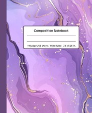 Purple Marble Wide Rule Composition Notebook for School, College, Work: Elegant