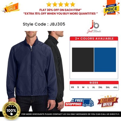JustBlanks Men's 100% Polyester Essential Full-Zip Lightweight Jacket - JBJ305