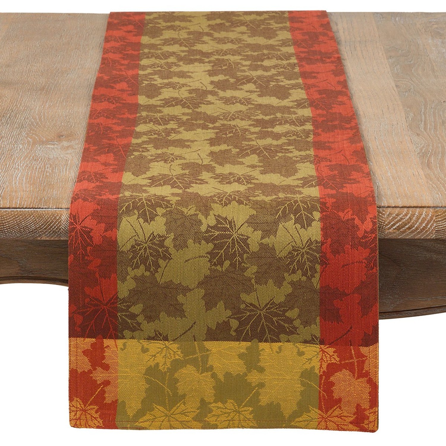Multi Color Fall Leaf Holiday Thanksgiving Harvest Foliage Cotton Runner, 13"...