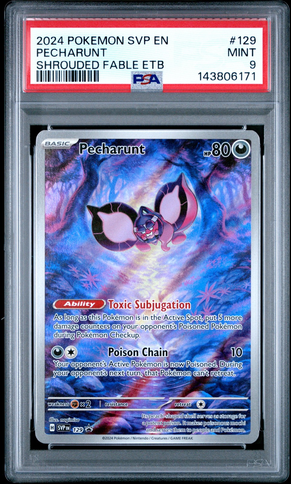 2024 POKEMON SVP EN-SV BLACK STAR PROMO #129 PECHARUNT PSA 9