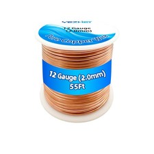 99.9 Solid Bare Copper Wire12 Gauge, 2.05MM, Dead Soft, 1 Pound Spool Pure C...