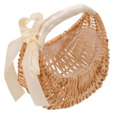 Cesto porta fiori matrimonio piccolo in vimini con manico porta confetti