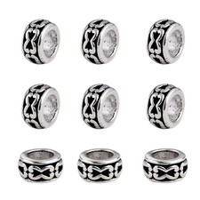 KISSITTY 100-Piece Tibetan Antique 6mm Diameter, Silver Rondelle