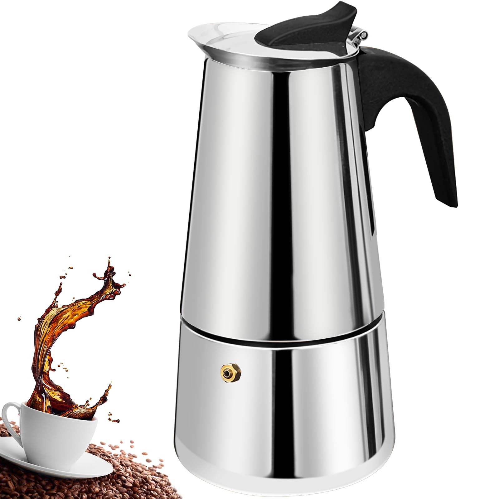 Cafetière expresso moka compacte en inox idéale pour le rituel du petit-déjeuner