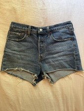 Levi s 501 Women s High Rise Cut Off Denim Shorts Blue W28 5-Pocket