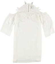bar III Womens Lace Applique A-line Dress, washedwht, M