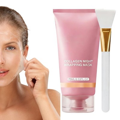 Collagen Night Wrapping Mask, Collagen Overnight Glass Skin Peel Off Face Mask