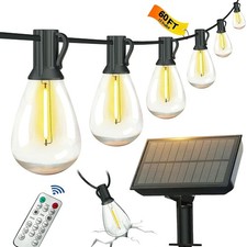 60FT Solar String Lights Outdoor Waterproof with Remote Control Solar Patio L...